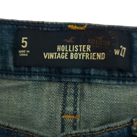 Hollister Rigid Vintage Boyfriend Distressed Medium Wash Button Fly Jeans - Picture 4 of 4